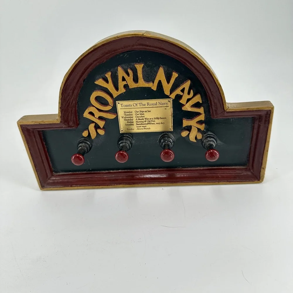 Authentic Models Royal Navy Toasts Wooden Wall Coat Rack Nautical Decor